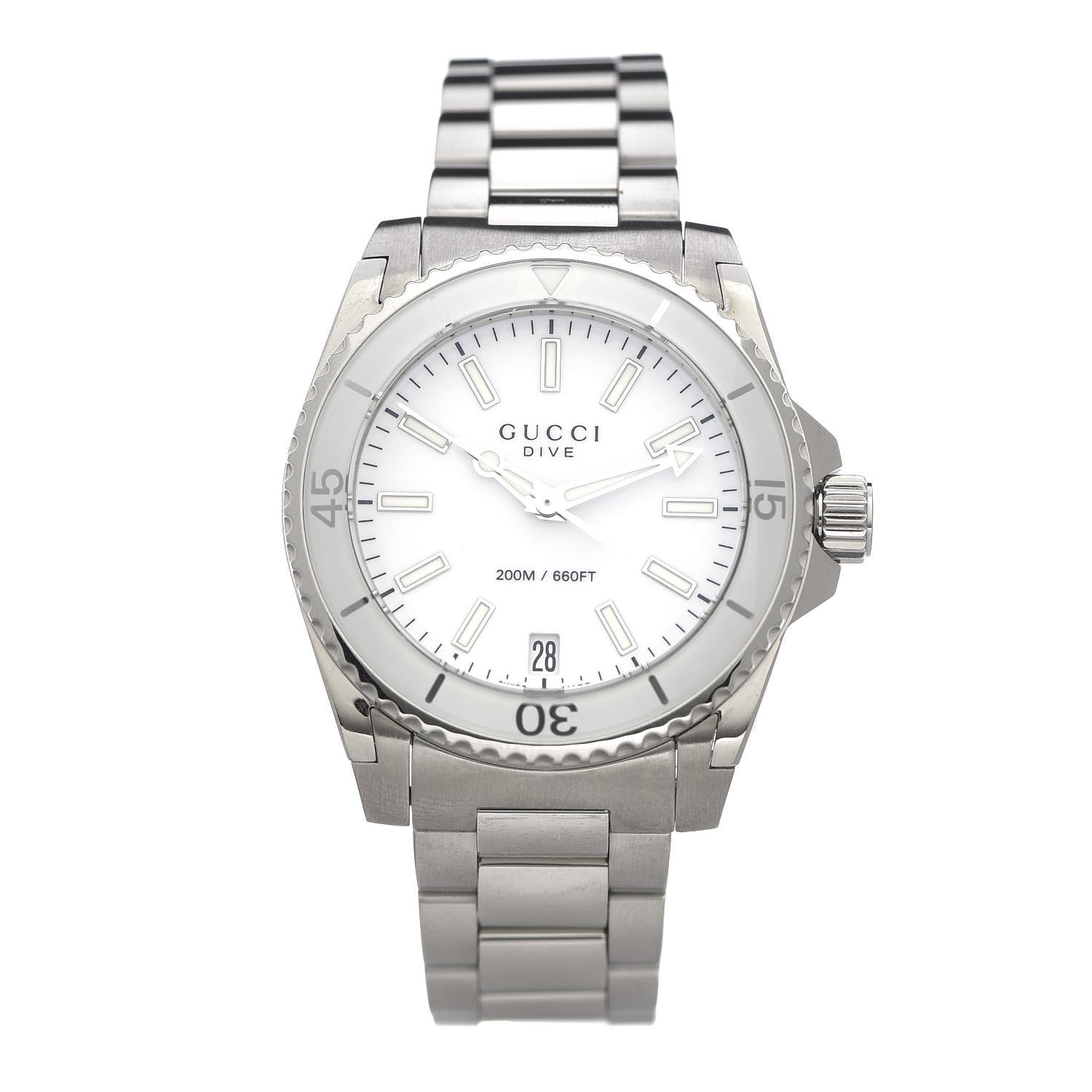 Gucci Stainless Steel 32mm Dive Quartz Watch White 1 of 6