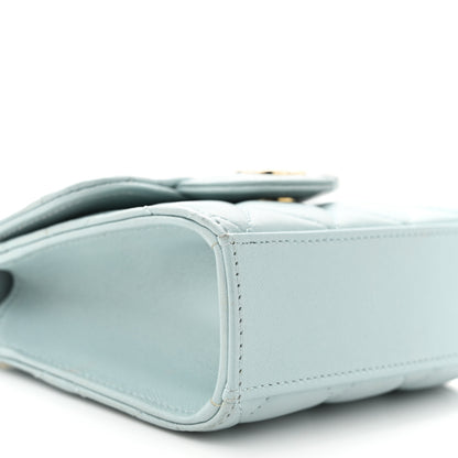 Chanel Lambskin Quilted Top Handle Flap Clutch With Chain Light Blue 9 of 13