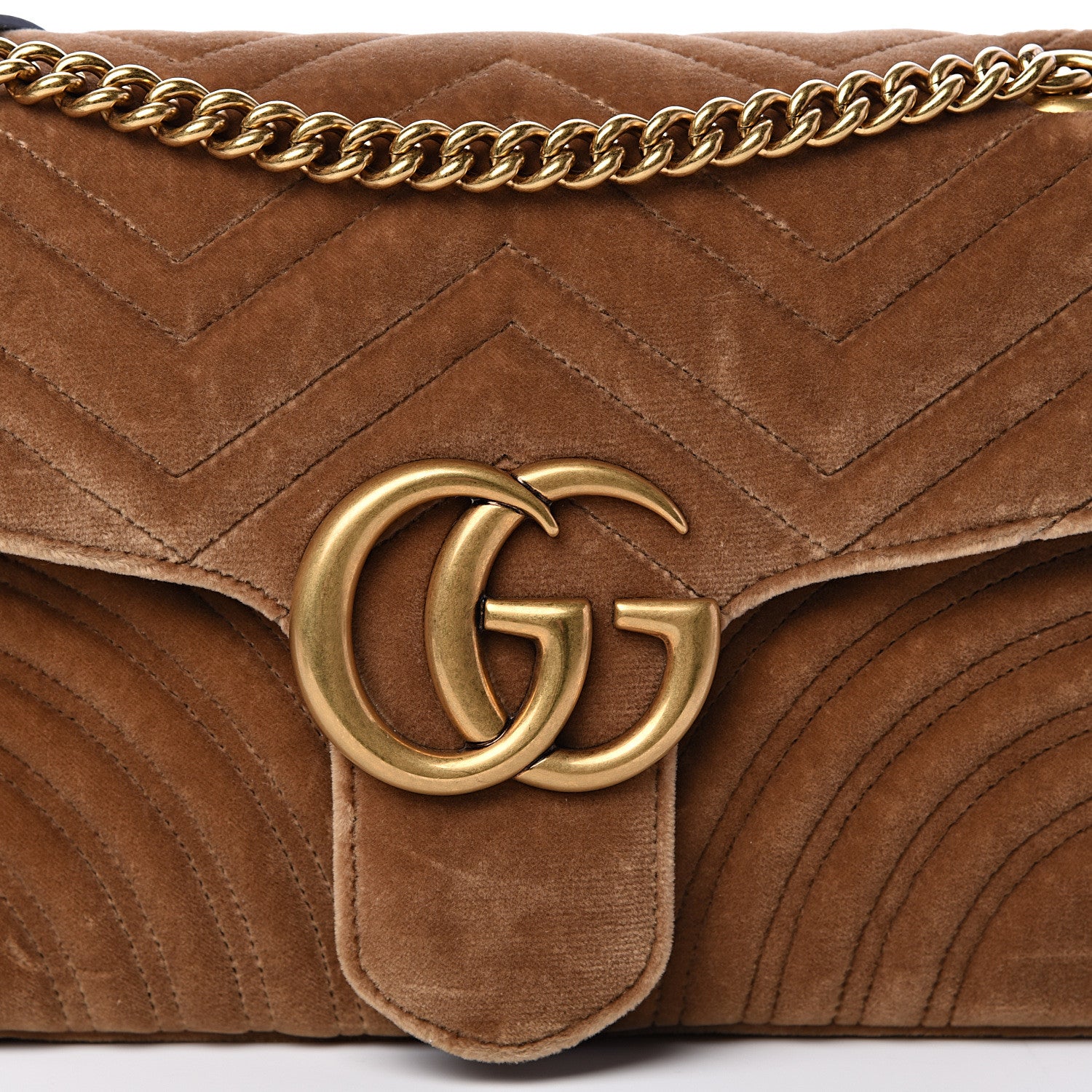 Gucci Velvet Matelasse Medium GG Marmont Shoulder Bag Taupe 9 of 15