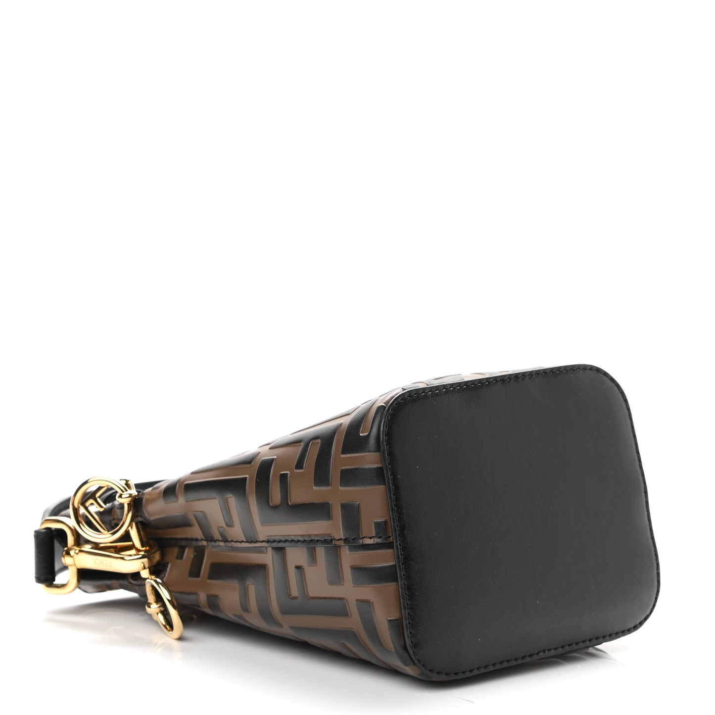Vitello Liberty F is Fendi Bi-Color FF 1974 Embossed Mini Mon Tresor Bucket Bag Maya Black