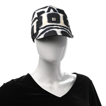 Chanel Fabric Printed Cap Hat Black White 2 of 8
