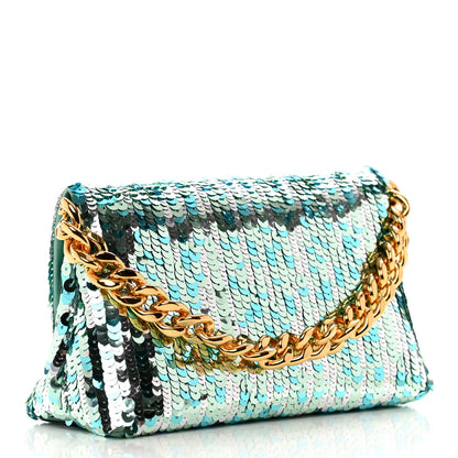 Tom Ford Sequin Mini Label Shoulder Bag Aqua Black 3 of 10