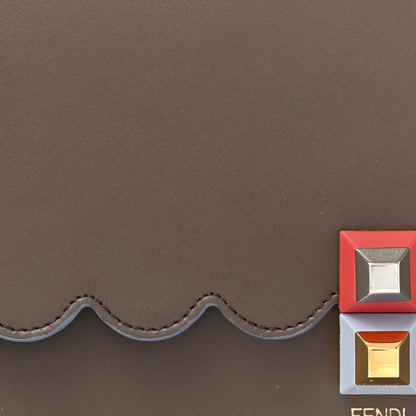 Fendi Vitello Liberty Scalloped Studded Kan I Shoulder Bag Carbone 8 of 13