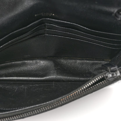 Saint Laurent Grain De Poudre Matelasse Chevron Monogram Monochrome Envelope Chain Wallet Black 5 of 13