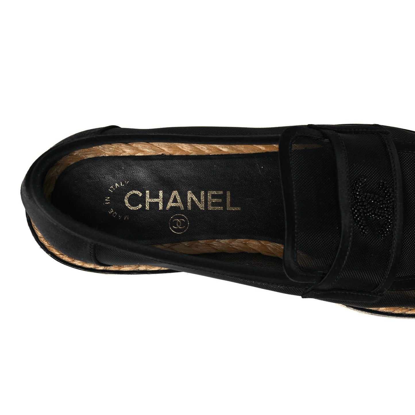 Mesh Satin CC Loafers 37 Black