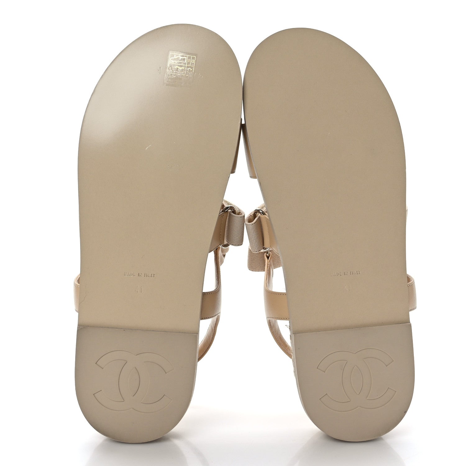 Chanel Stretch Fabric Lambskin CC Flat Sandals 41 Beige 5 of 8