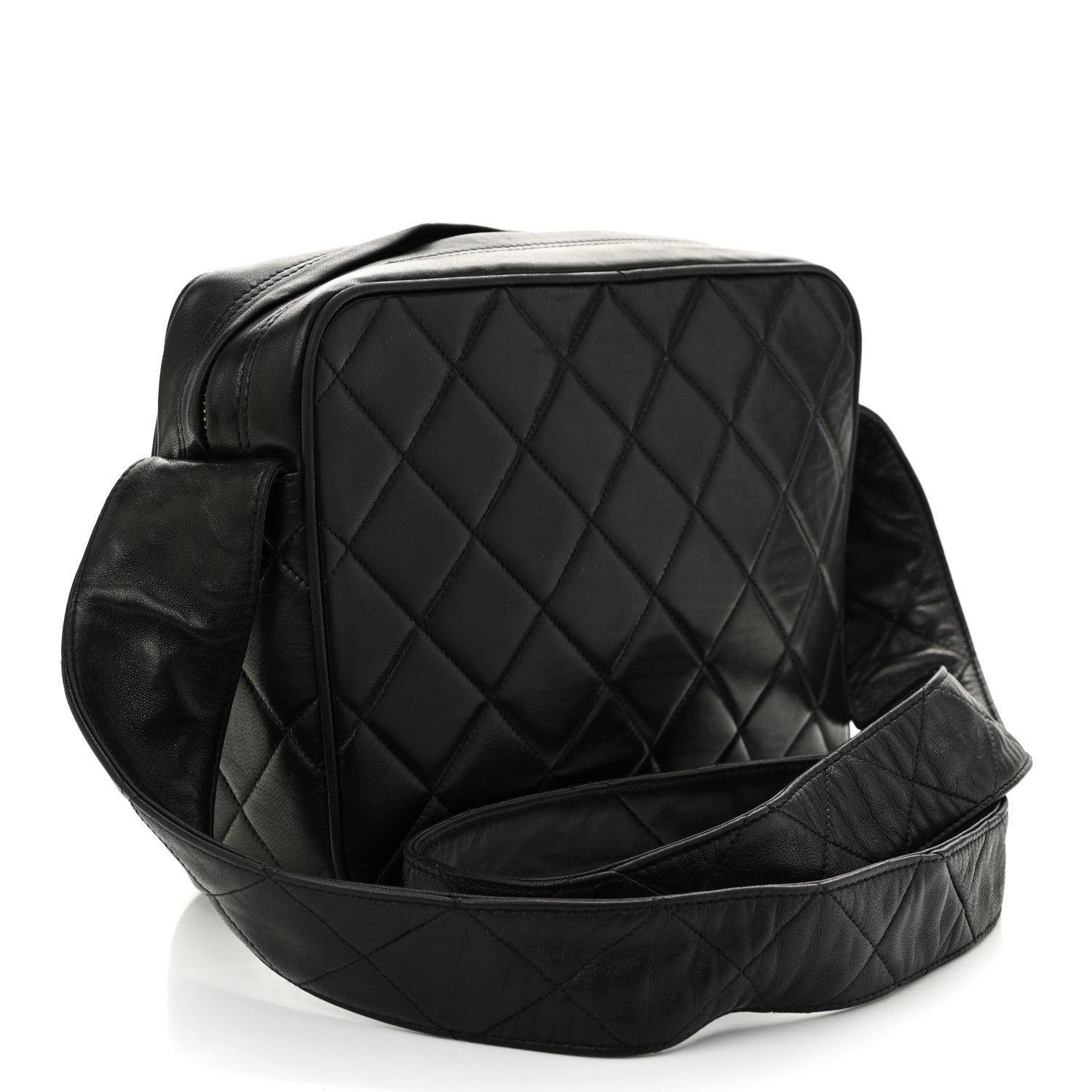 Chanel Lambskin Quilted Tassel Flap Camera Case Black 3 of 12