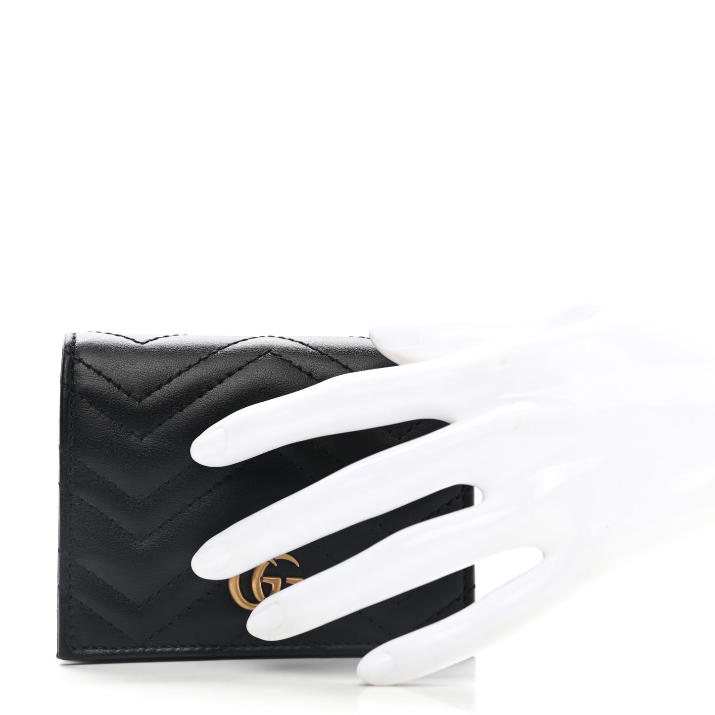 Calfskin Matelasse GG Marmont Card Case Wallet Black