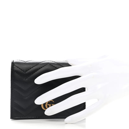 Gucci Calfskin Matelasse GG Marmont Card Case Wallet Black 2 of 8
