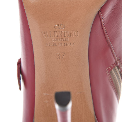 Valentino Garavani Nappa Love Latch 100mm Ankle Boots 37 Dark Red Poudre 6 of 10