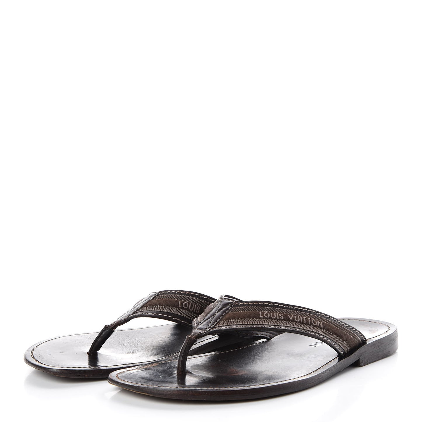 Canvas Damier Mens Thong Sandals 8.5 Brown
