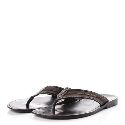 Louis Vuitton Canvas Damier Mens Thong Sandals 8.5 Brown 3 of 11