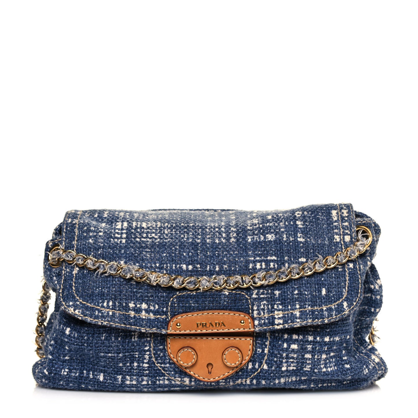 Tweed Medium Shoulder Bag Blue