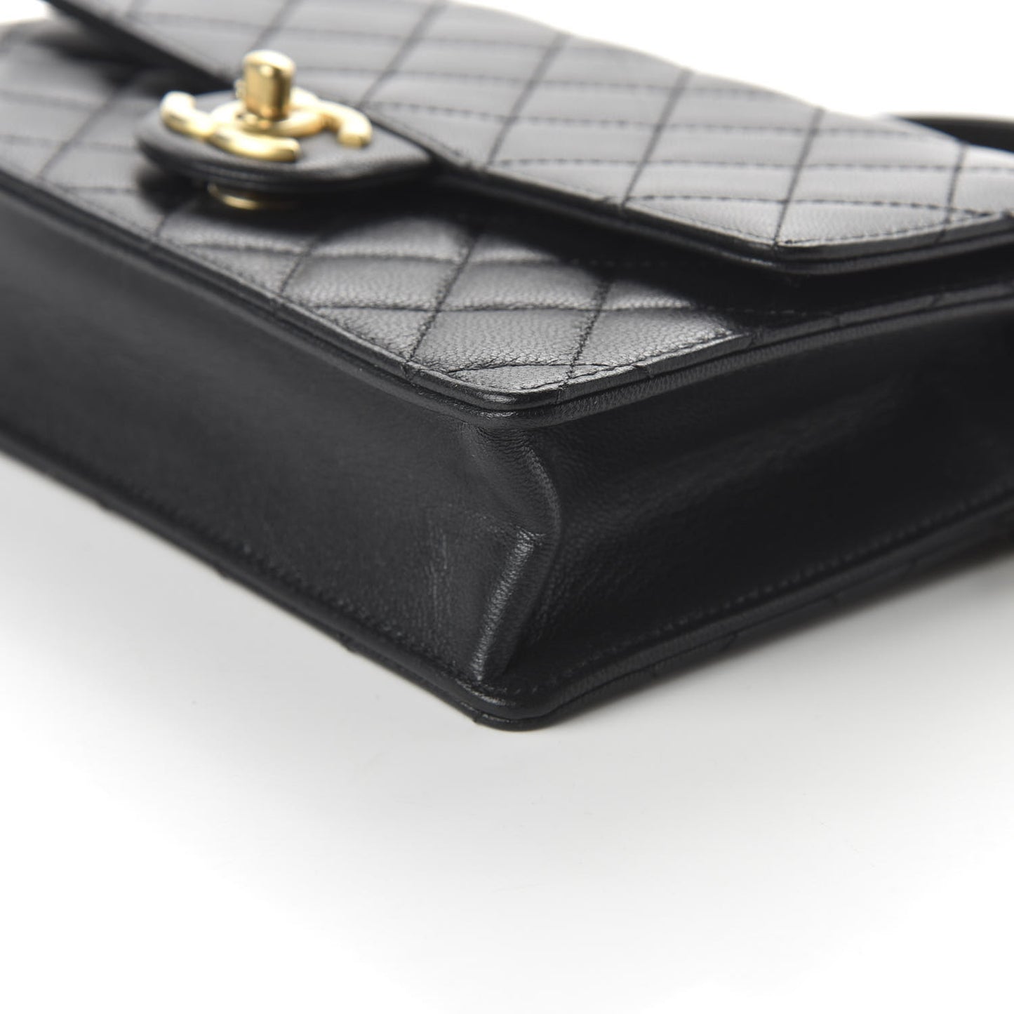 Lambskin Quilted Small Chic Pearls Flap Black