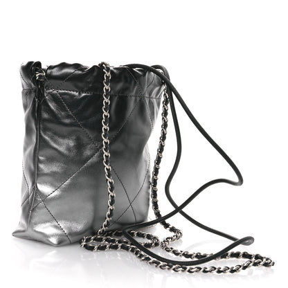 Chanel Metallic Shaded Calfskin Quilted Mini Chanel 22 Black Silver 3 of 11