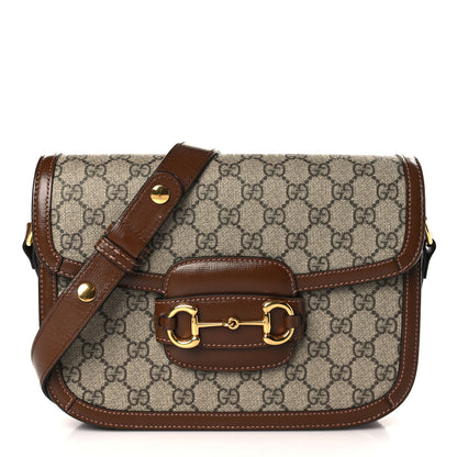 Gucci GG Supreme Monogram Horsebit 1955 Shoulder Bag Beige Brown Sugar 1 of 9