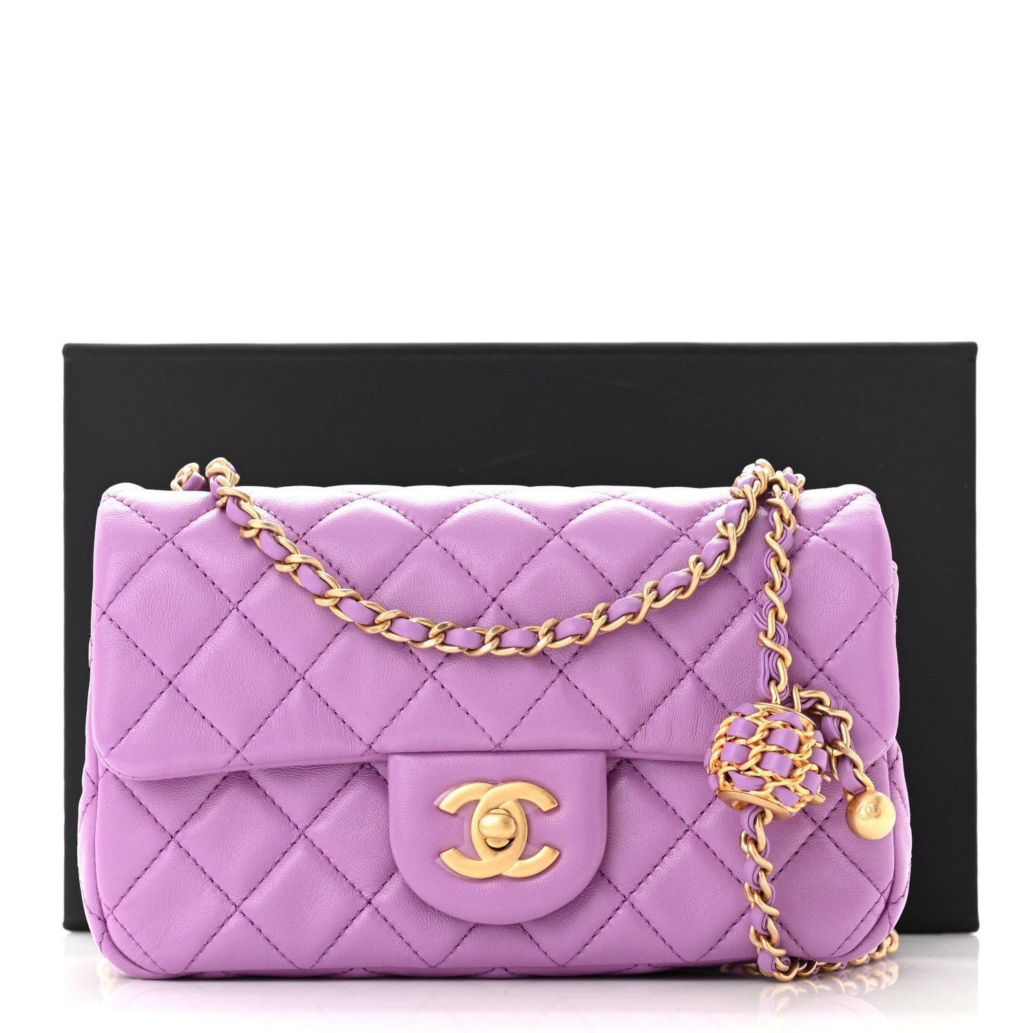 Chanel Lambskin Quilted Mini Rectangular Pearl Crush Flap Purple 11 of 11