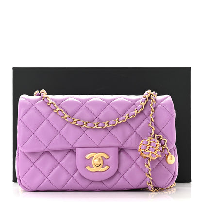 Chanel Lambskin Quilted Mini Rectangular Pearl Crush Flap Purple 11 of 11
