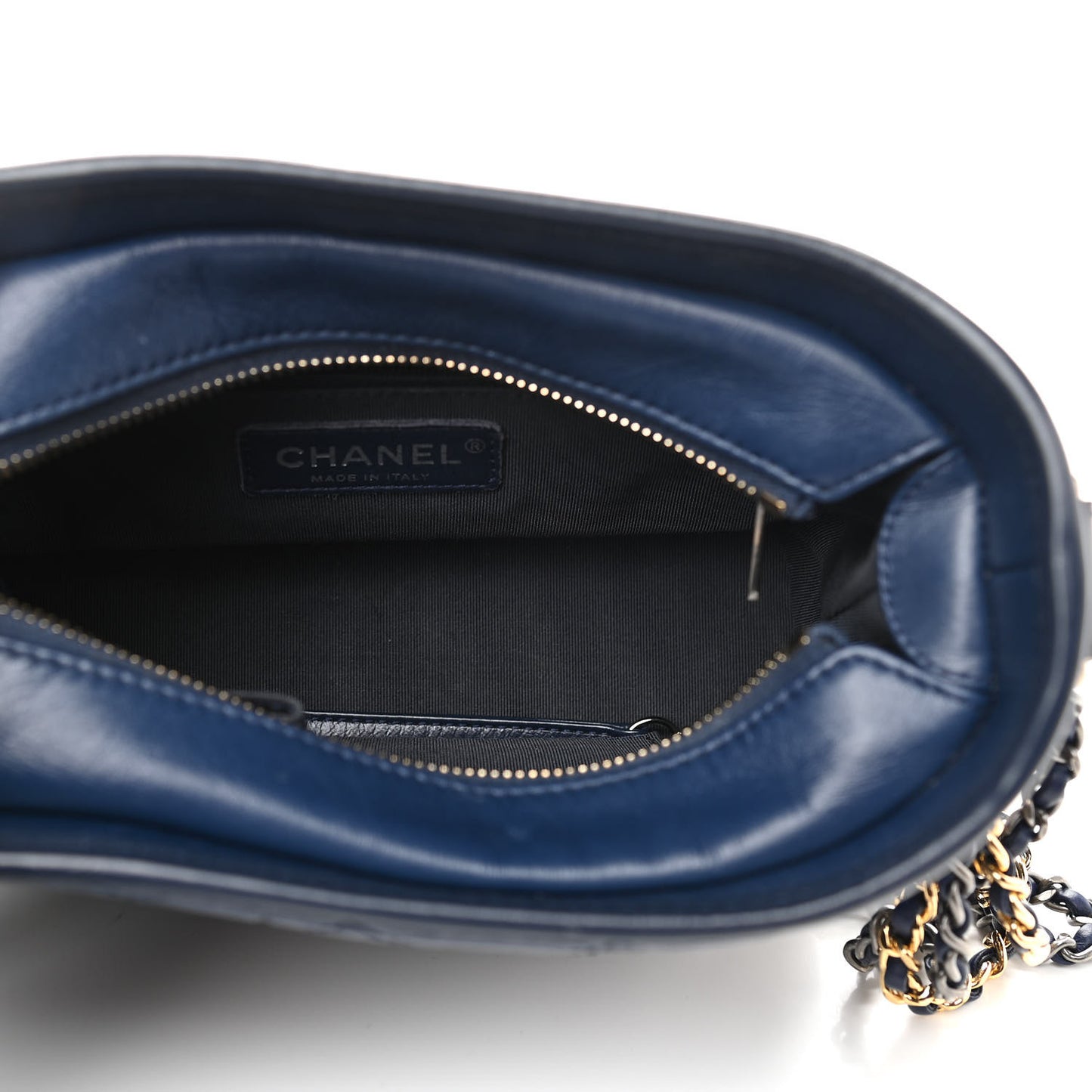 Aged Calfskin Quilted Small Gabrielle Hobo Navy