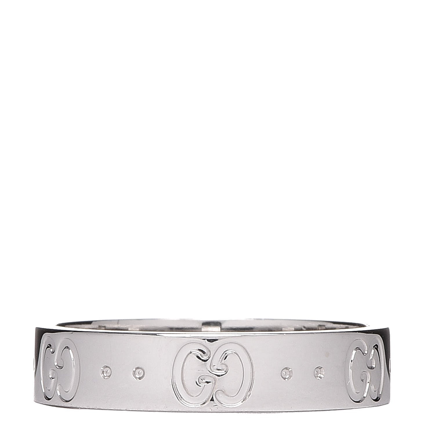 Gucci 18K White Gold 4mm Icon Thin Band Ring 51 5.75 1 of 6