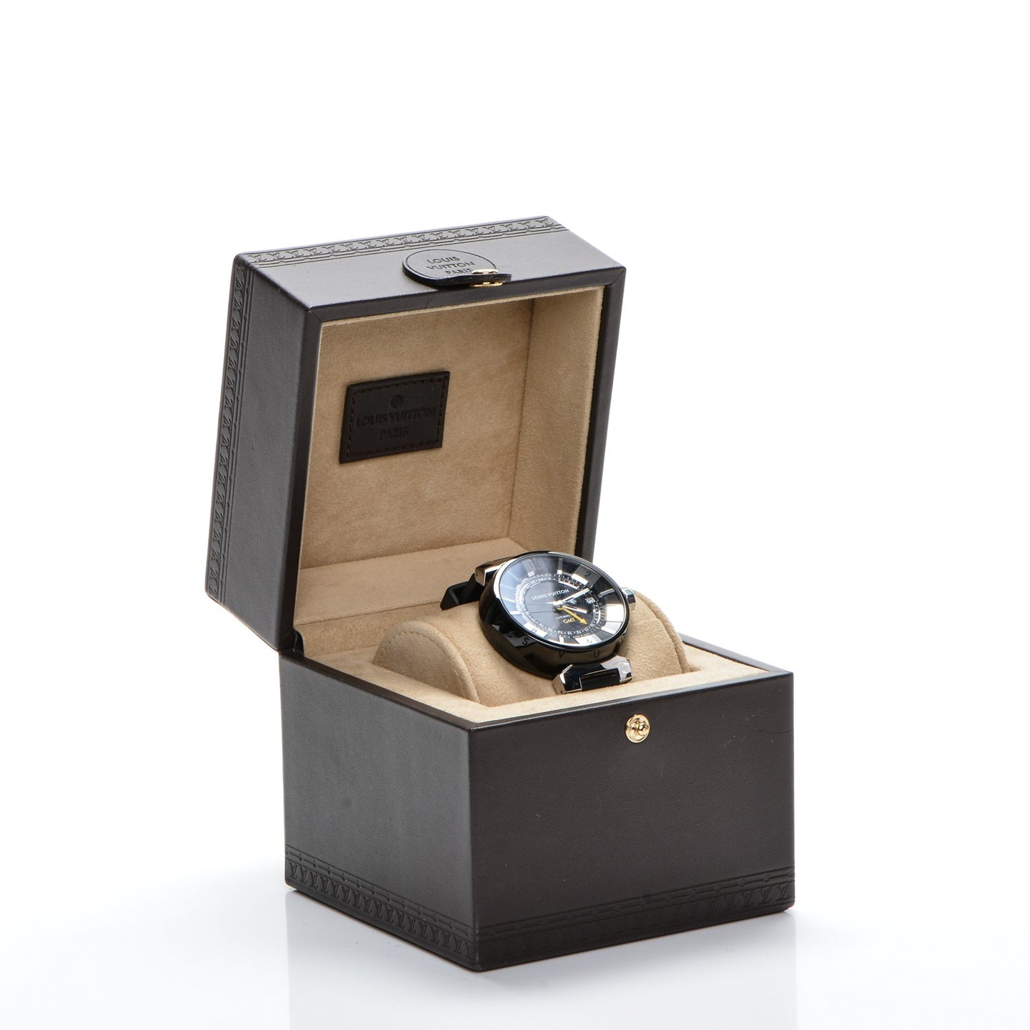 Stainless Steel Rubber 41mm Tambour GMT Automatic Watch Black