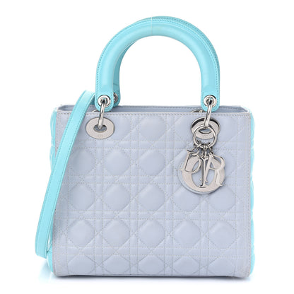 Christian Dior Lambskin Cannage Medium Bi-Color Lady Dior Grey Turquoise 1 of 10