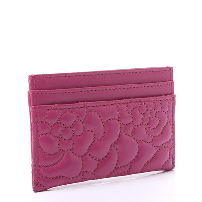 Chanel Lambskin Camellia Embossed Card Holder Fuchsia 2 of 12