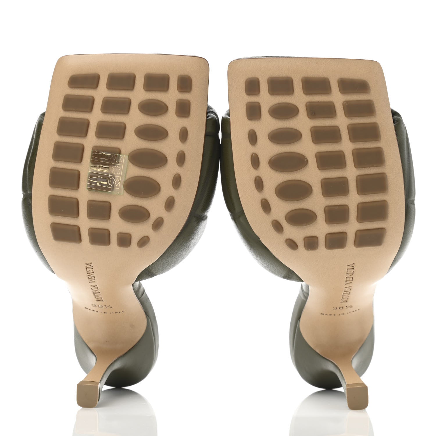 Bottega Veneta Nappa Quilted Rubber Lido Mule Sandals 36.5 Khaki 5 of 9