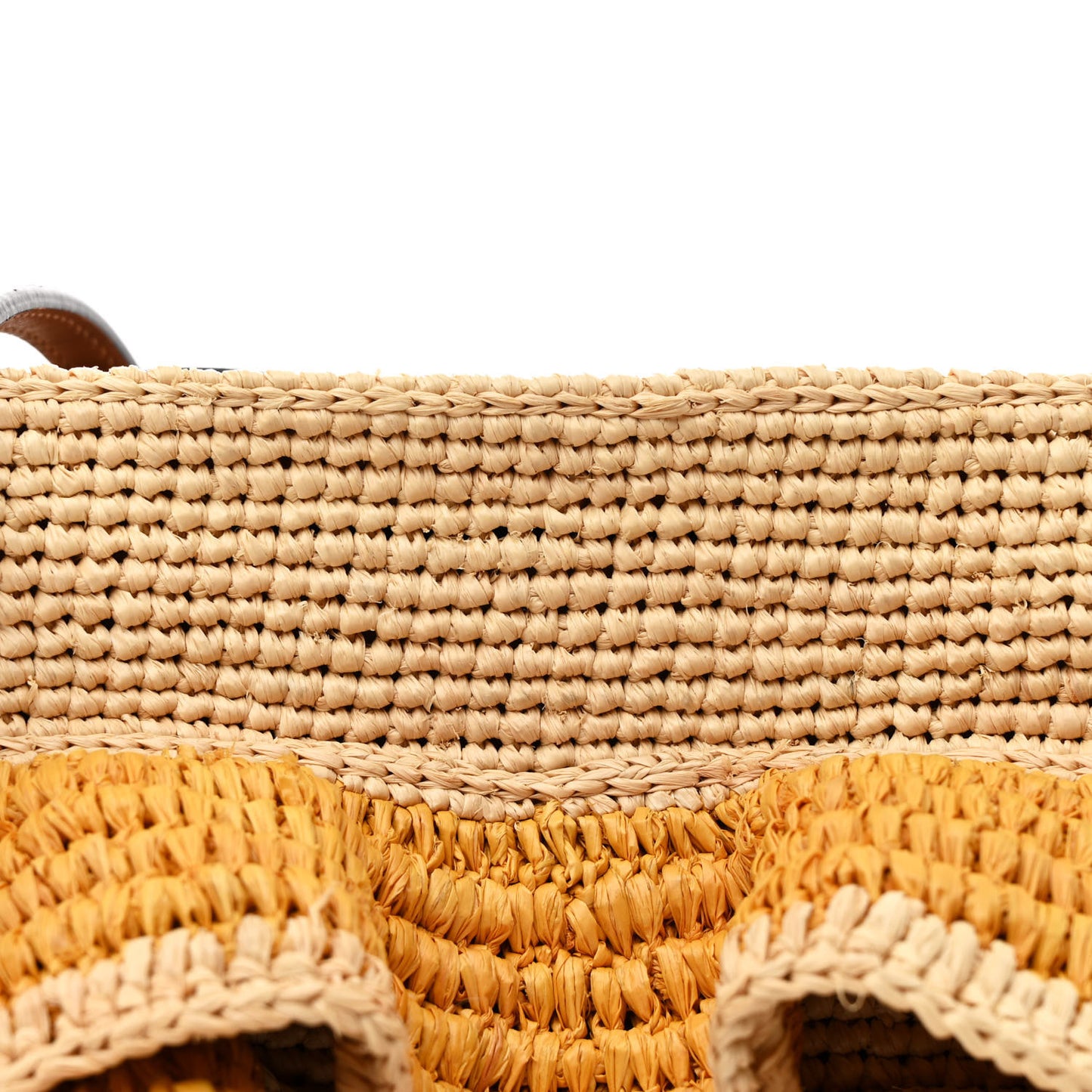 Raffia Calfskin Paulas Ibiza Ruffle Pochette Bag Natural Yellow Tan