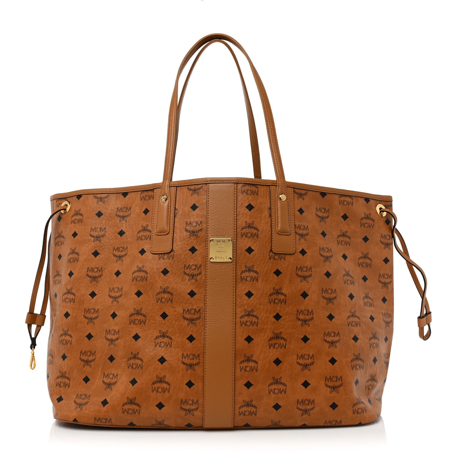 MCM Visetos Large Liz Reversible Shopper Tote Cognac 3 of 12