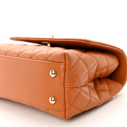Chanel Caviar Quilted Mini Coco Handle Flap Light Brown 10 of 10
