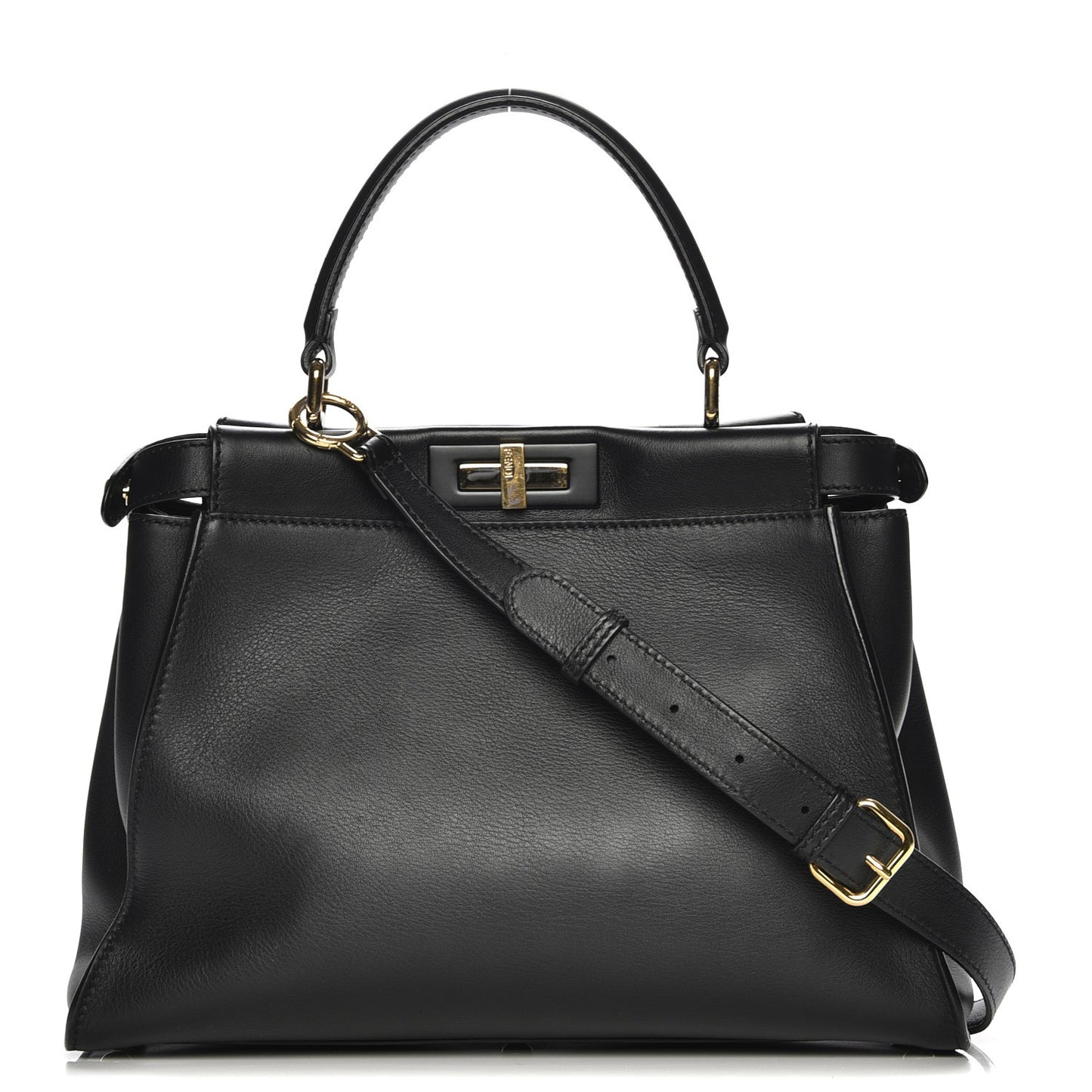 Vitello Seta Shiny Nappa Medium Peekaboo Iconic Satchel Black