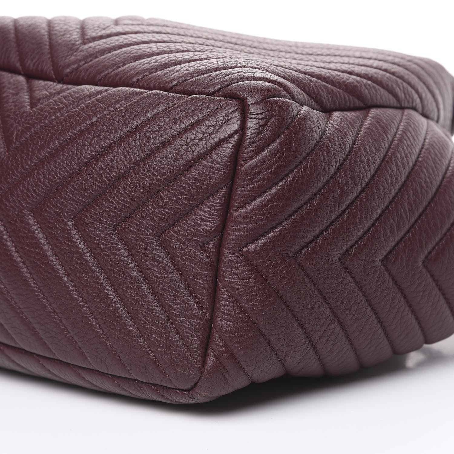 Chanel Deerskin Chevron Medium CC Chain Bucket Drawstring Bag Burgundy 8 of 8