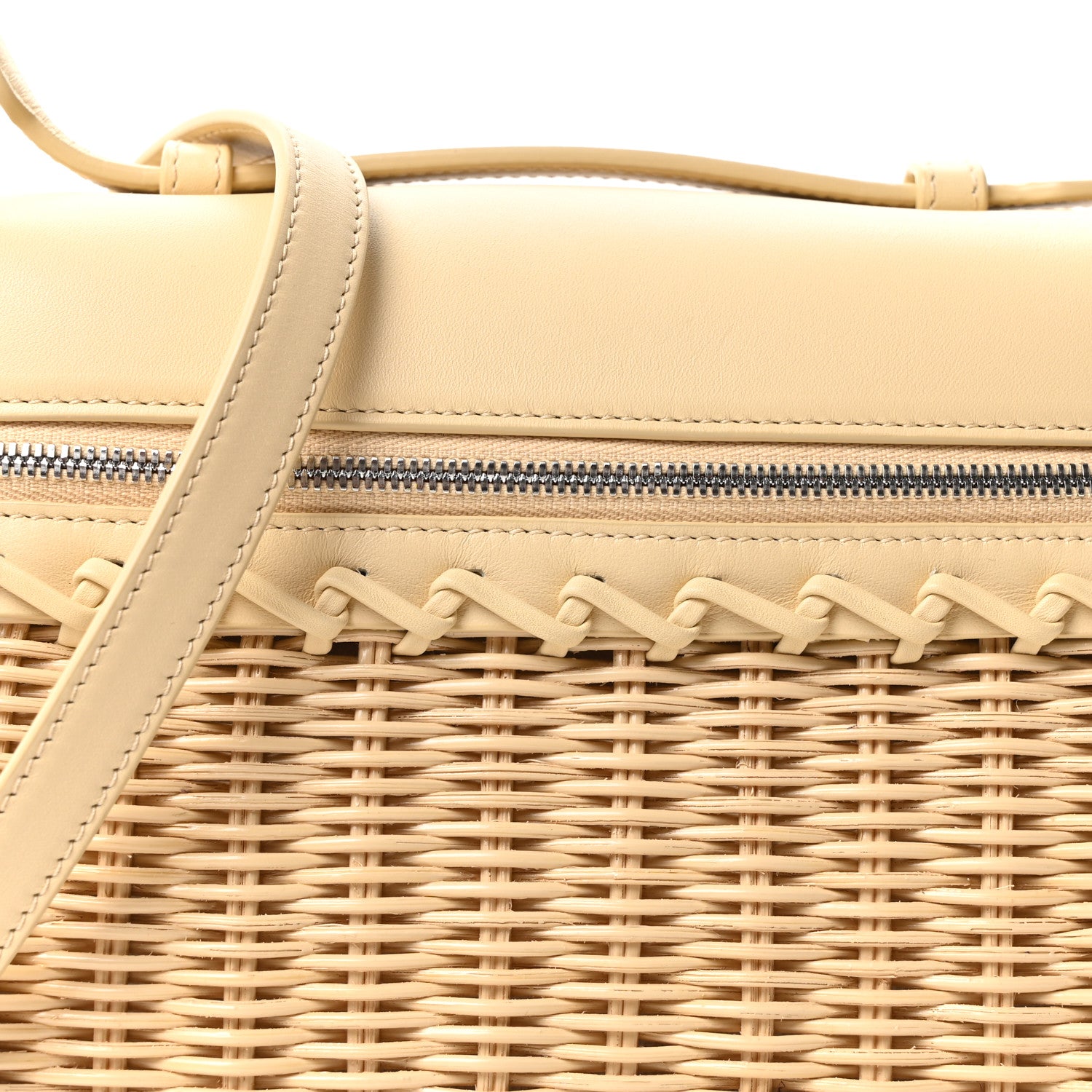 Loro Piana Wicker Calfskin North South L19 Extra Pocket Pouch Ivory 7 of 9