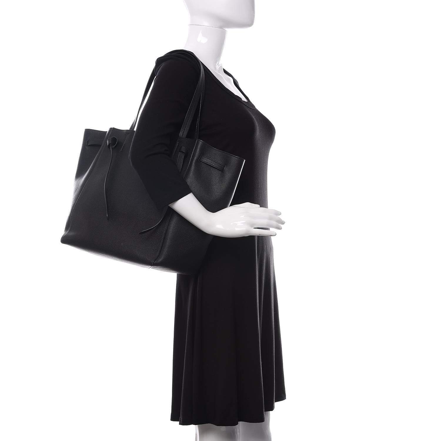 Celine Soft Grained Calfskin Small Belt Cabas Phantom Black 2 of 9
