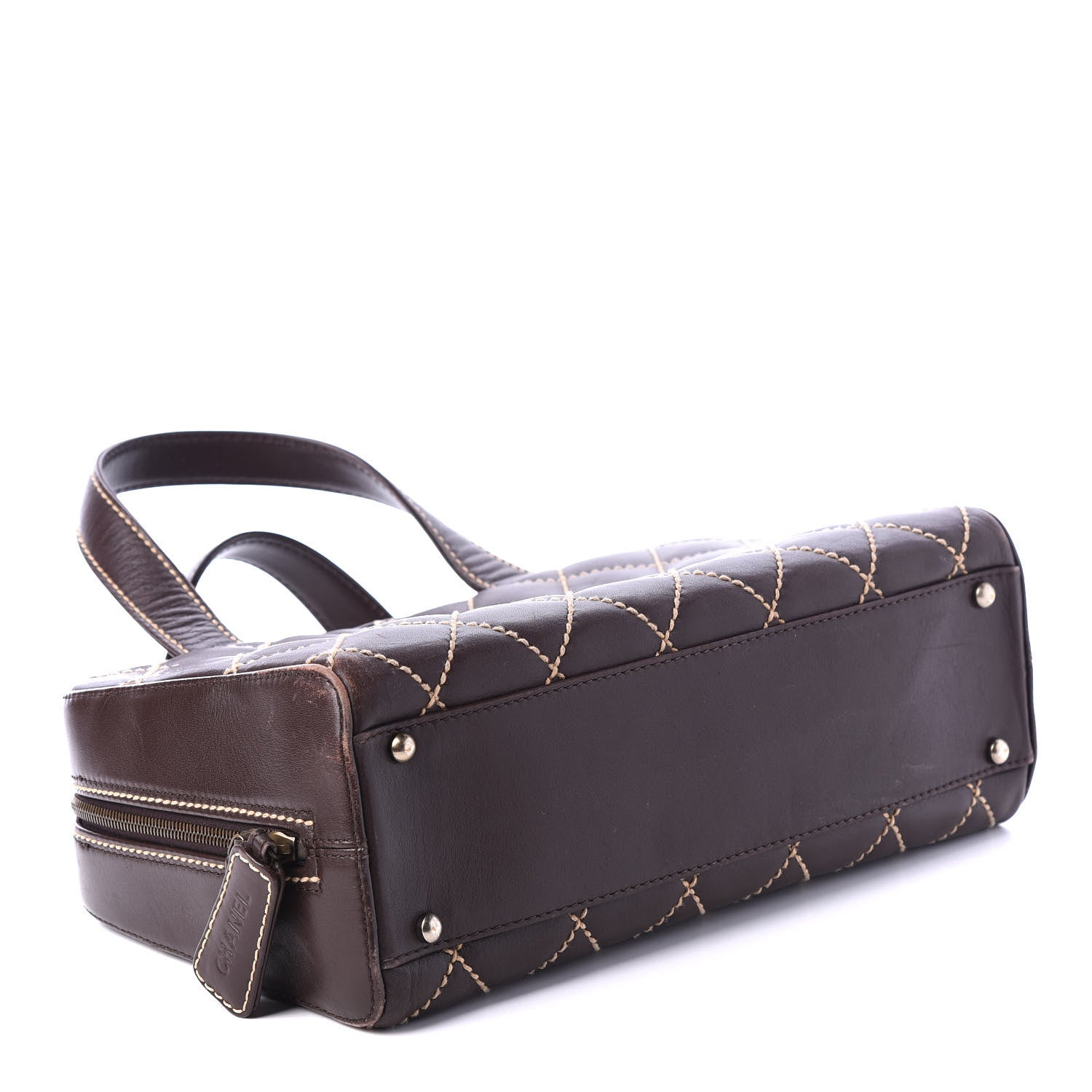 Chanel Calfskin Wild Stitch Top Handle Bag Brown 3 of 12