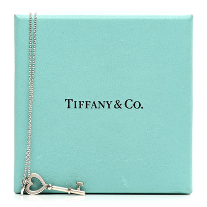 Tiffany Sterling Silver Small Heart Key Pendant Necklace 5 of 5