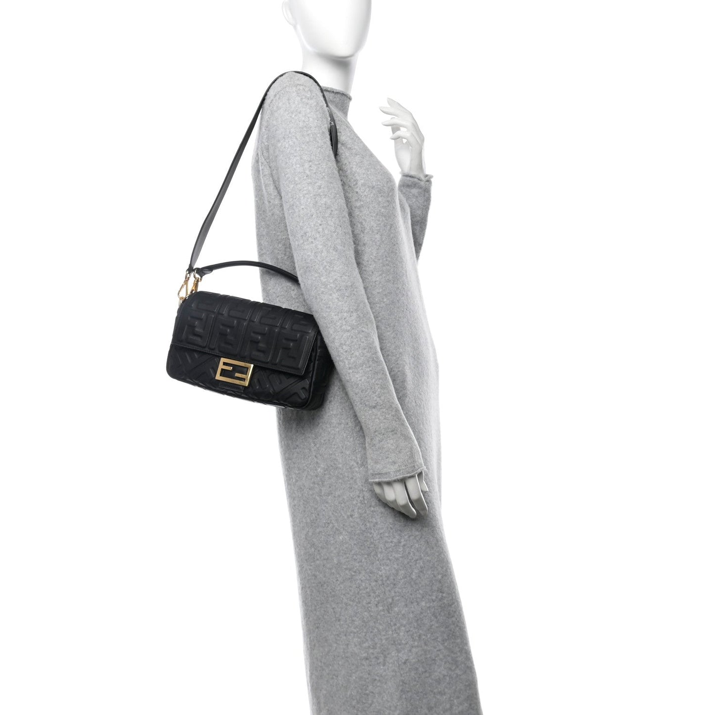 Nappa FF 1974 Embossed Baguette Black