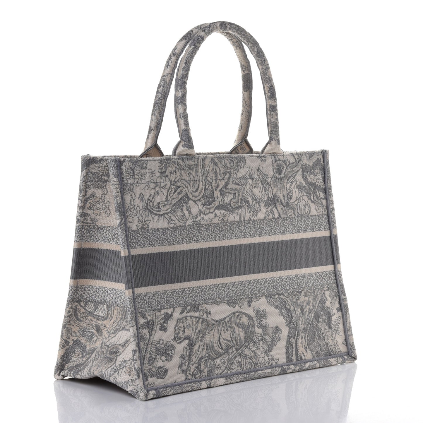 Canvas Embroidered Medium Dioriviera Toile De Jouy Book Tote Gray