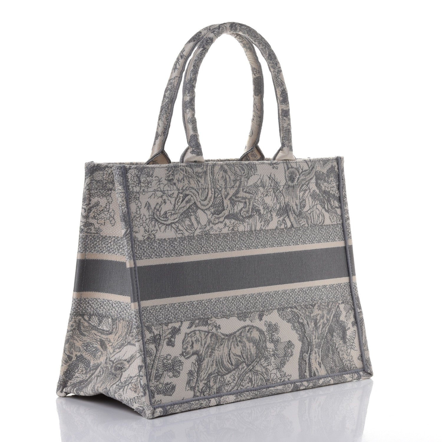 Christian Dior Canvas Embroidered Medium Dioriviera Toile De Jouy Book Tote Gray 2 of 4
