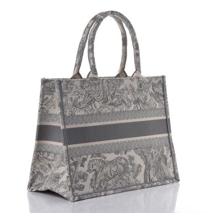 Christian Dior Canvas Embroidered Medium Dioriviera Toile De Jouy Book Tote Gray 2 of 4