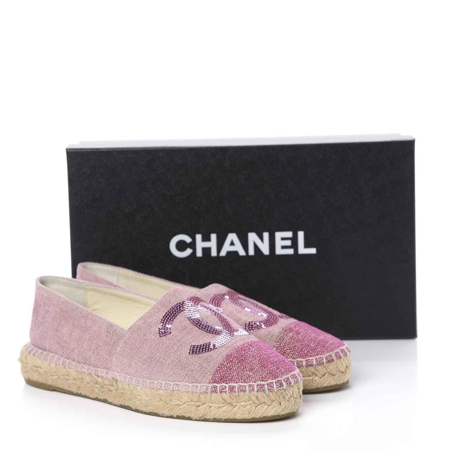 Chanel Toile Sequin CC Espadrilles 36 Pink Dark Pink 14 of 14