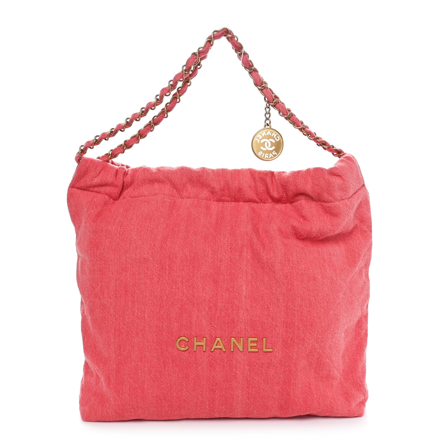 Washed Denim Quilted Chanel 22 Red
