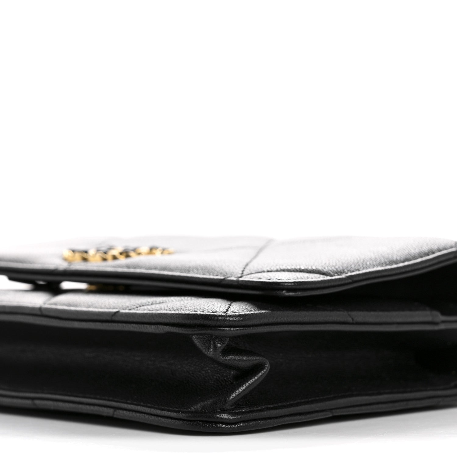 Chanel Goatskin Quilted Chanel 19 Wallet On Chain WOC Black 11 of 14