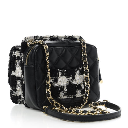 Chanel Tweed Lambskin Quilted Flap Black Ecru White 3 of 12