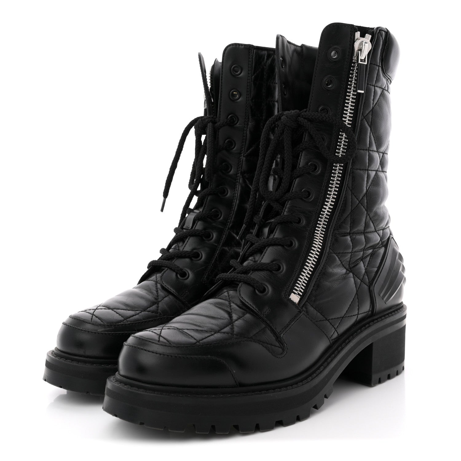 Christian Dior Calfskin Cannage D-Leader Ankle Boots 40.5 Black