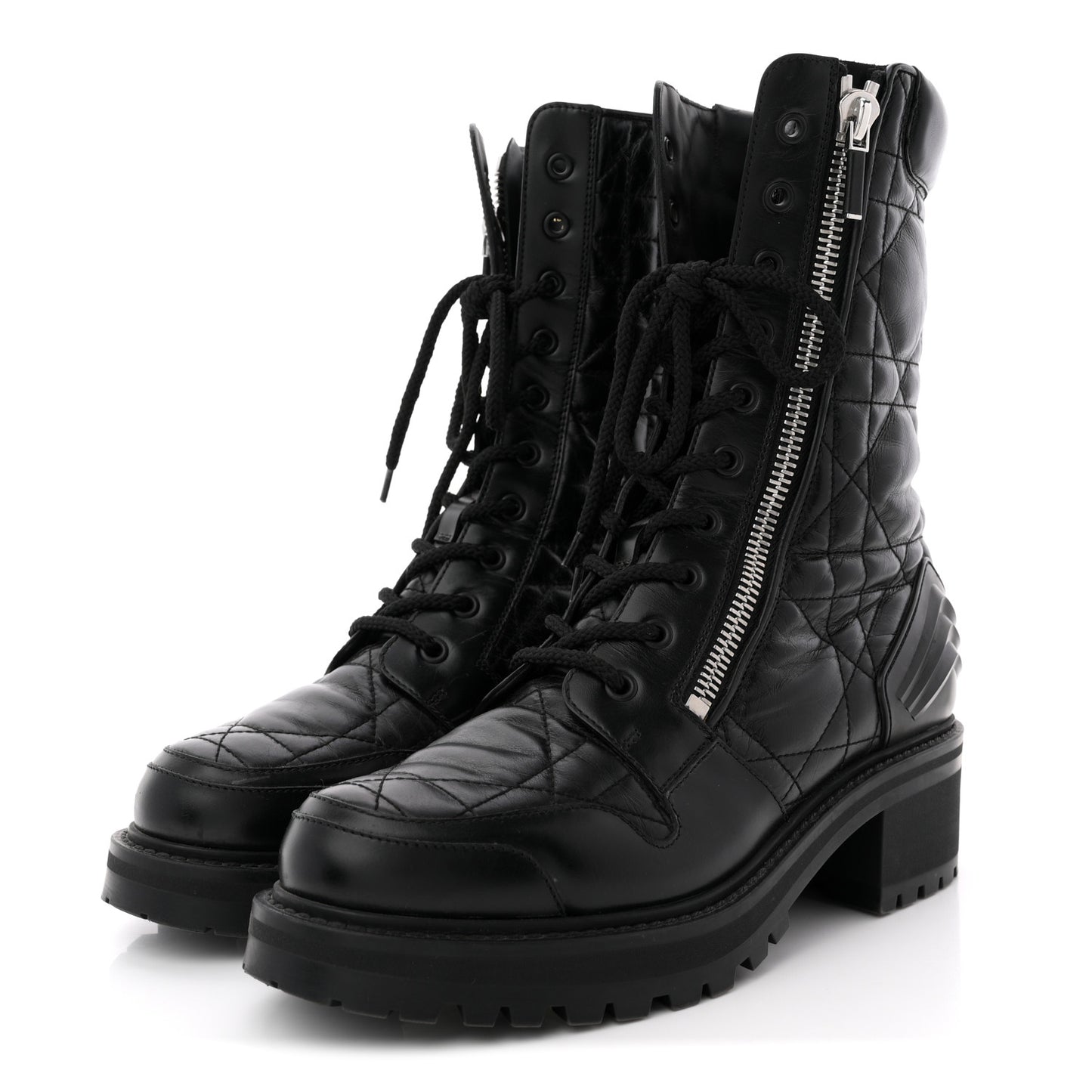 Calfskin Cannage D-Leader Ankle Boots 40.5 Black