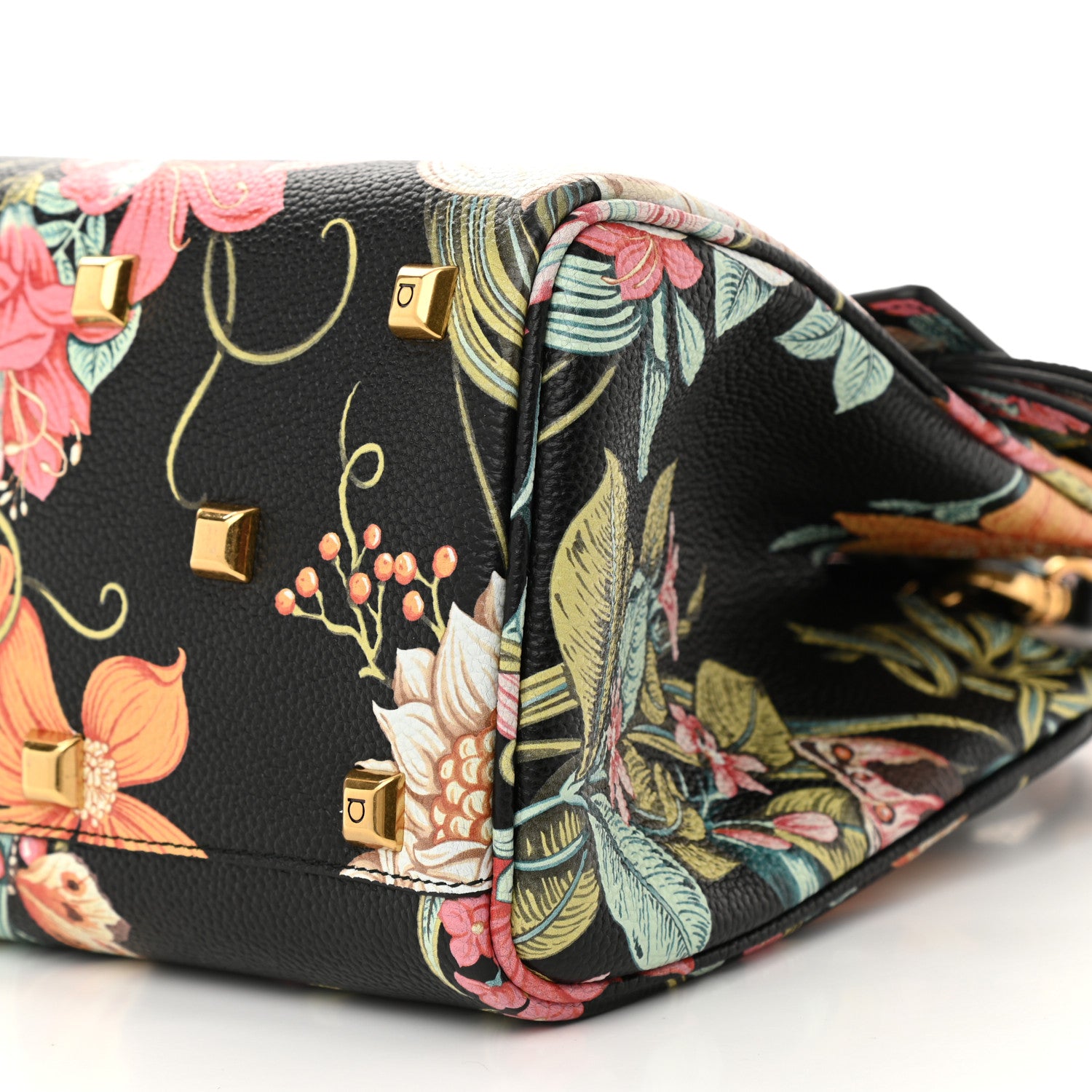 Salvatore Ferragamo Calfskin Floral Print The Studio Bag Black Multicolor 6 of 10