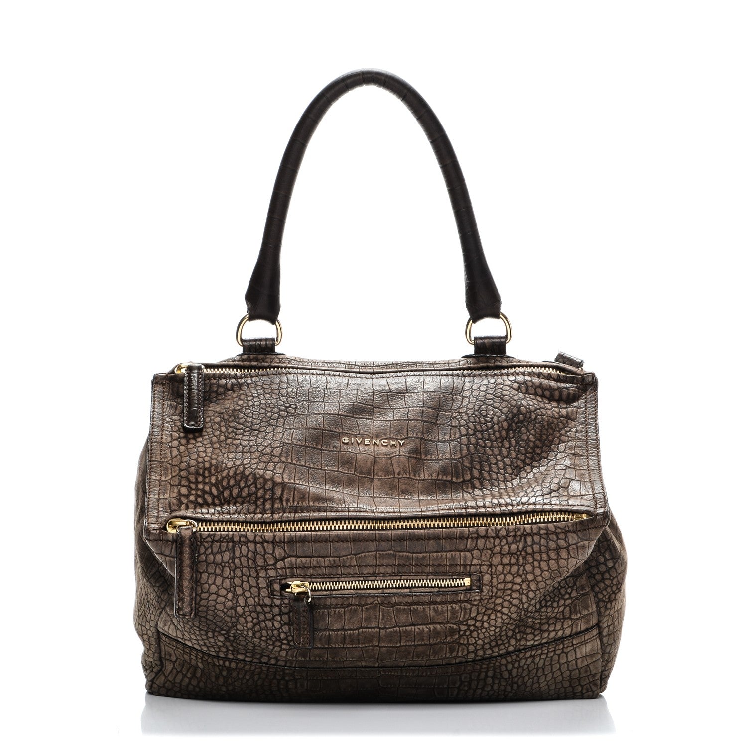 Givenchy Calfskin Crocodile Embossed Medium Pandora Brown 1 of 8