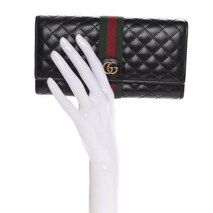 Gucci Calfskin Web Trapuntata GG Continental Wallet Black 2 of 8